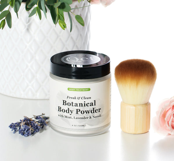 Body Powder or Dry Shampoo Brush with Bamboo Handle