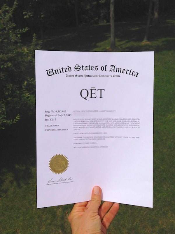 Qēt Botanicals clean beauty name certificate