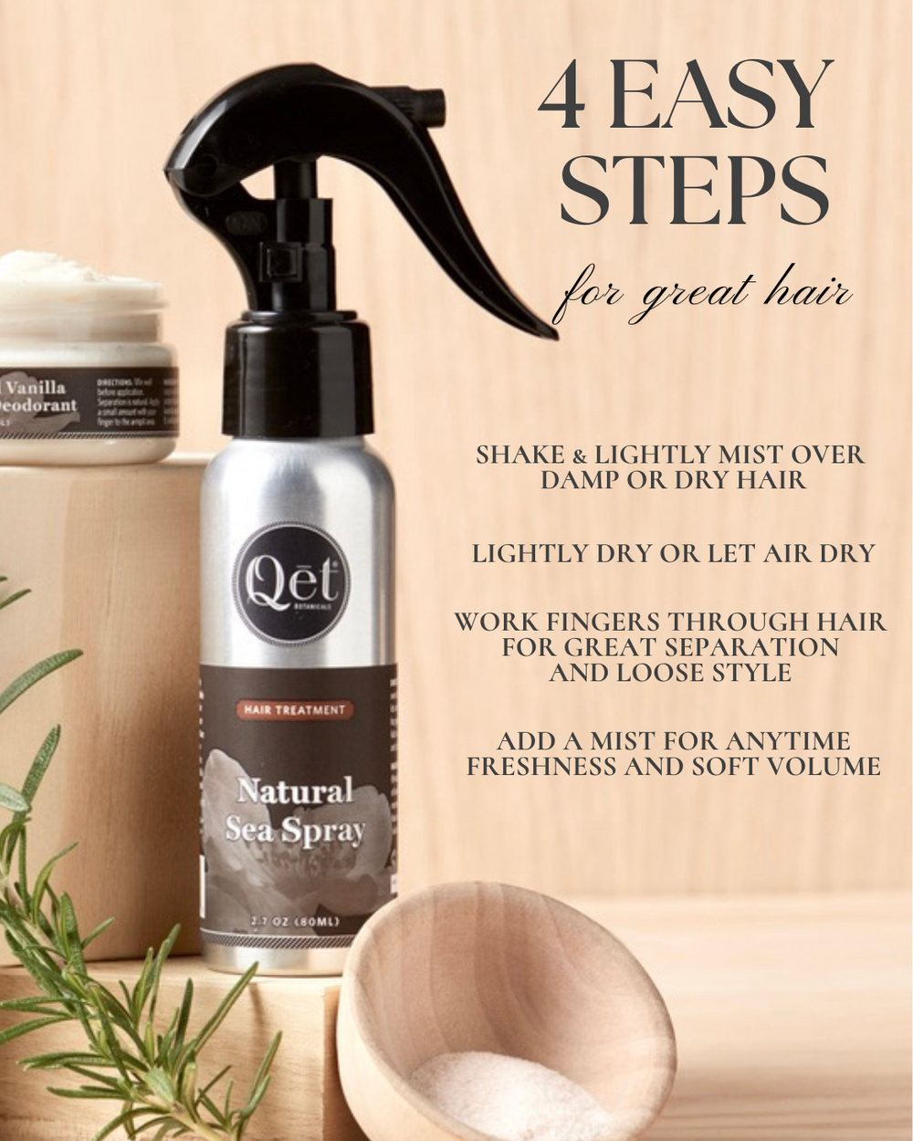 Qēt Botanicals Natural Skincare | Natural Sea Spray for Hair